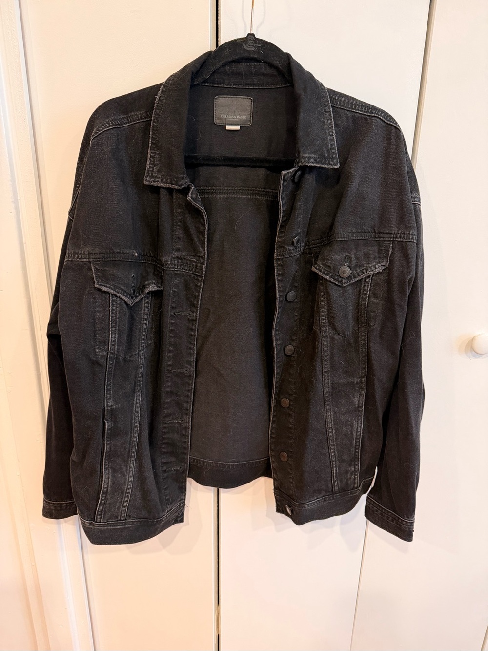 American Eagle Outfitters Washed Black Denim Jacket